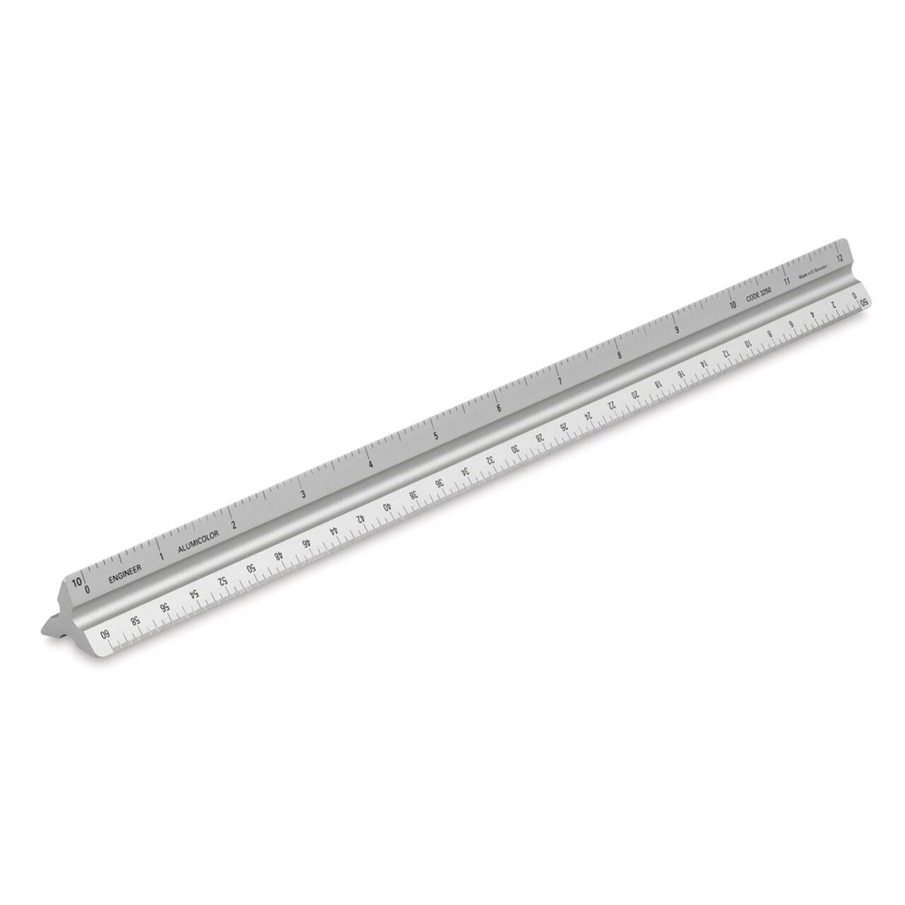 Alumicolor Solid Triangular Drafting Scale - 12", Silver, Engineer